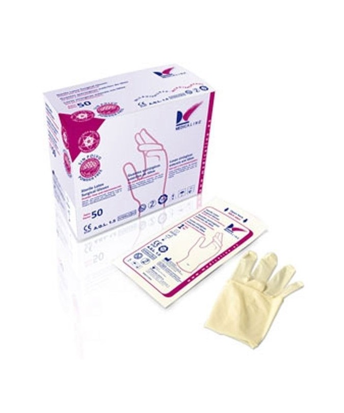 GUANTES ESTERILES LATEX SIN POLVO Nº7 1/2 50 Pares