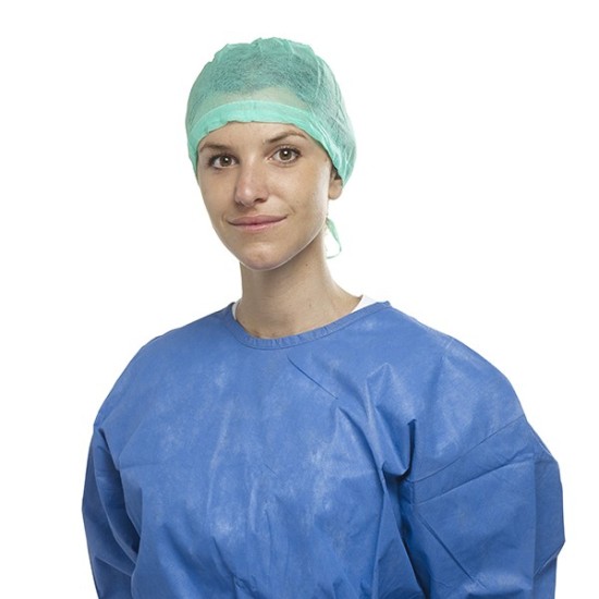 GORRO VERDE LAZO POSTERIOR REGULABLE 100u.