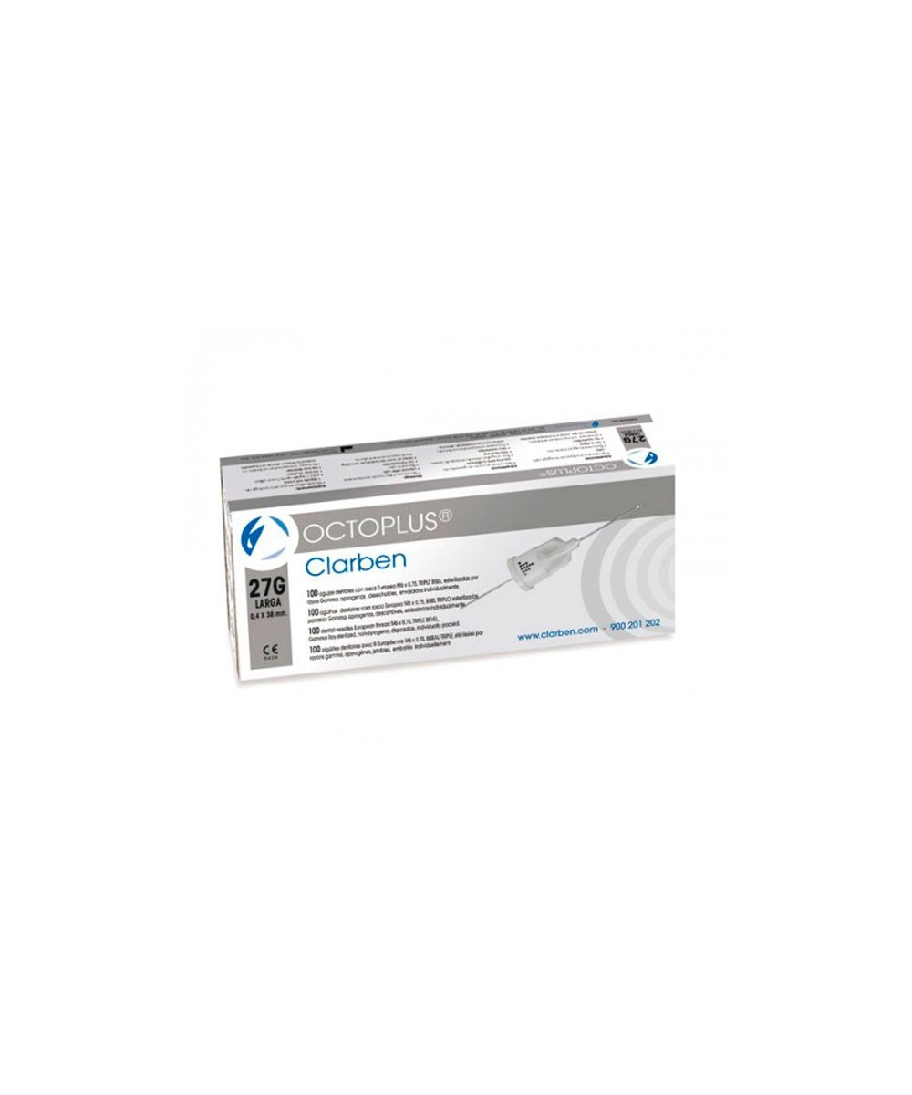 AGUJA OCTOPLUS C/PLAST. 0.4x38 27G LARGA 100u.