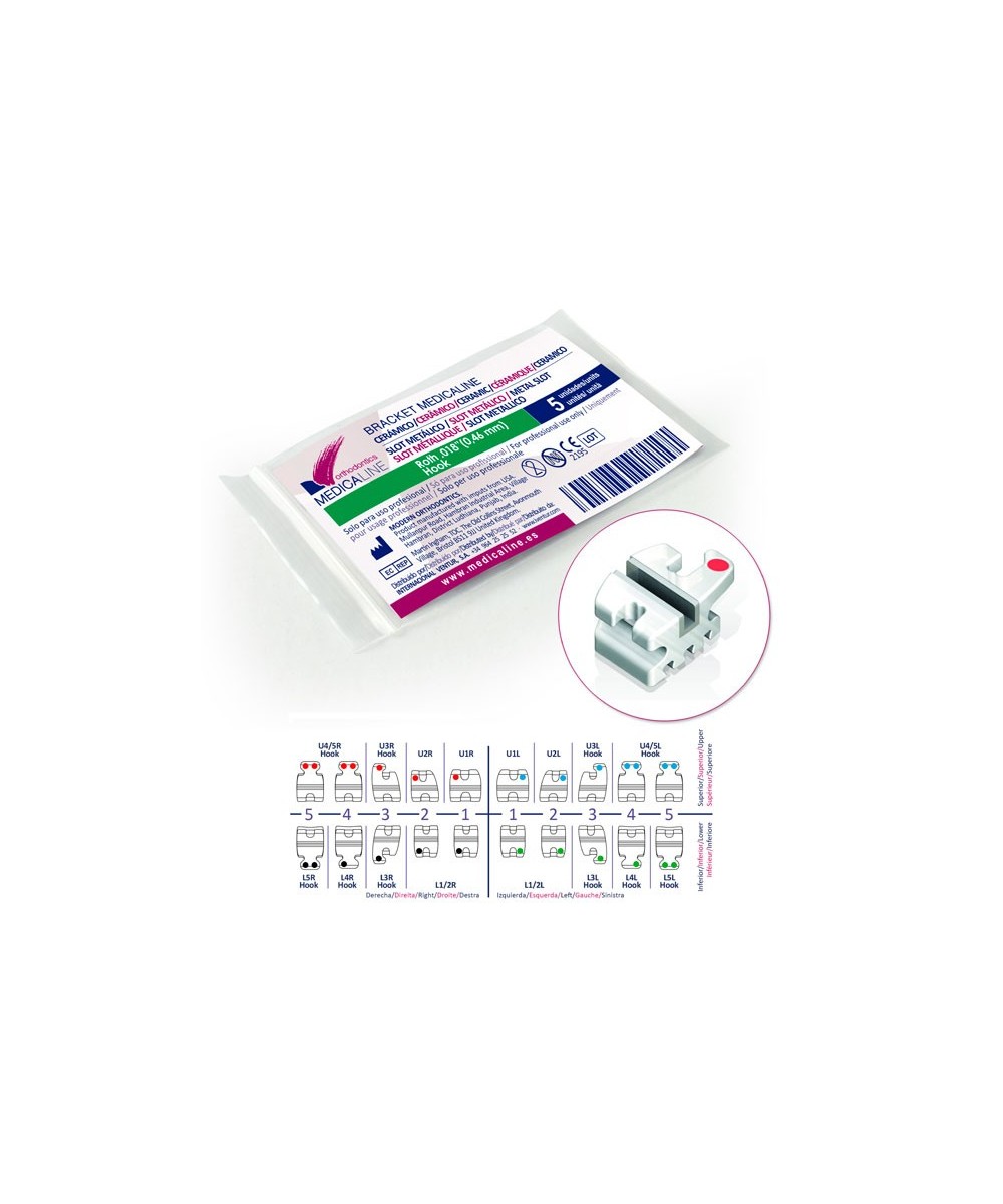 Bracket ML Cerámico r/metal Roth .022 L4L Hook