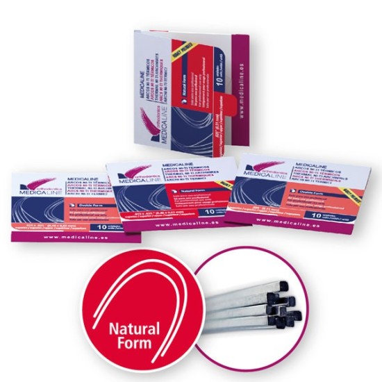 Arco ML NiTi térmico rect inf 17x25 Nat. form 10u.