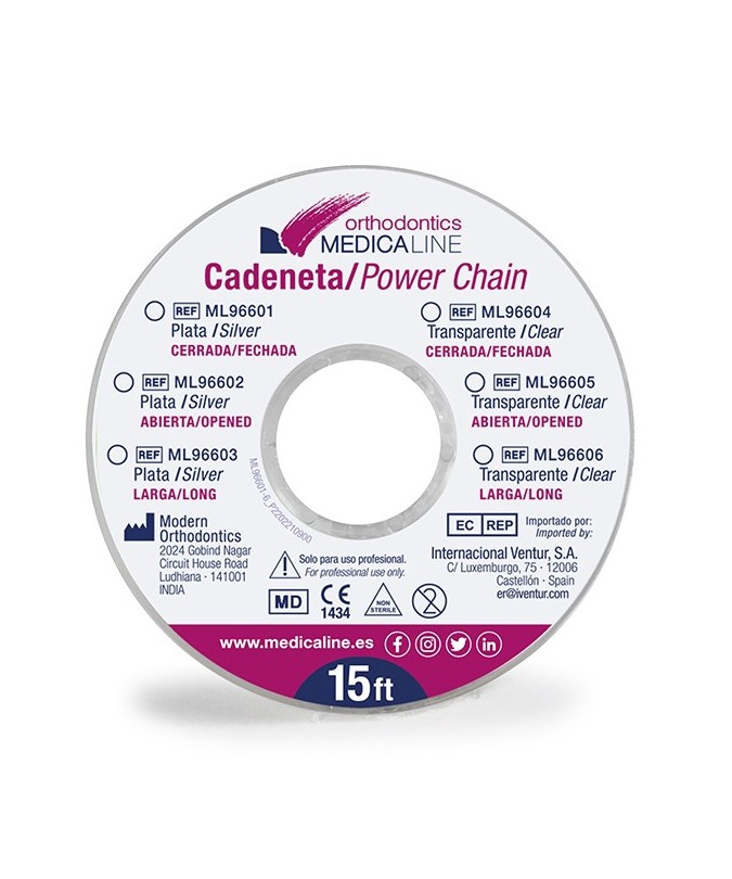 Cadeneta ML elástica Silver abierta 3,5 mm