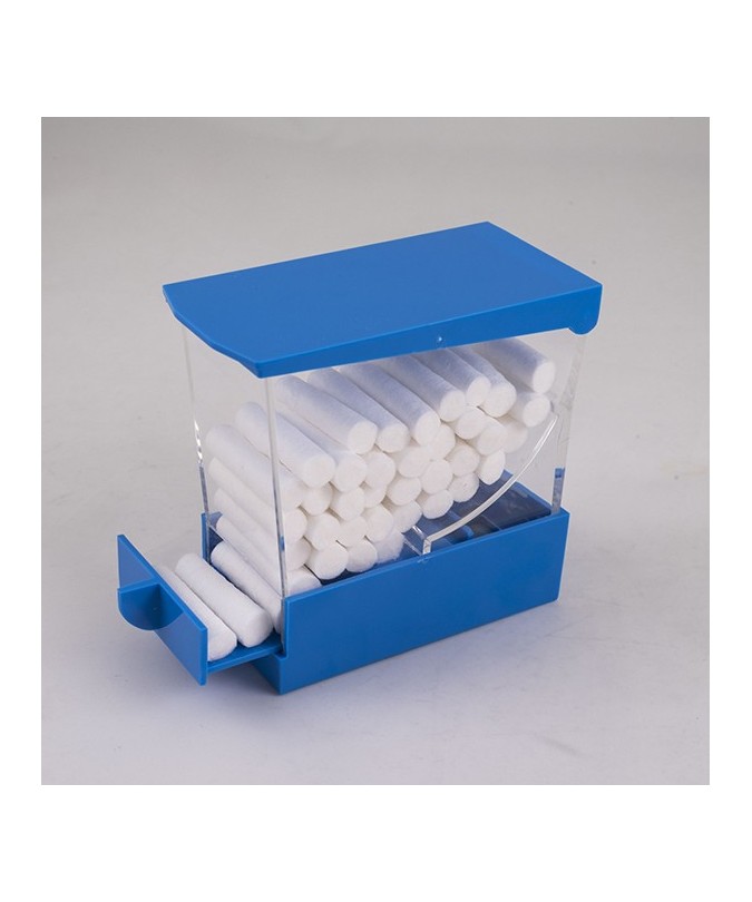 DISPENSADOR ROLLOS ALGODON AZUL