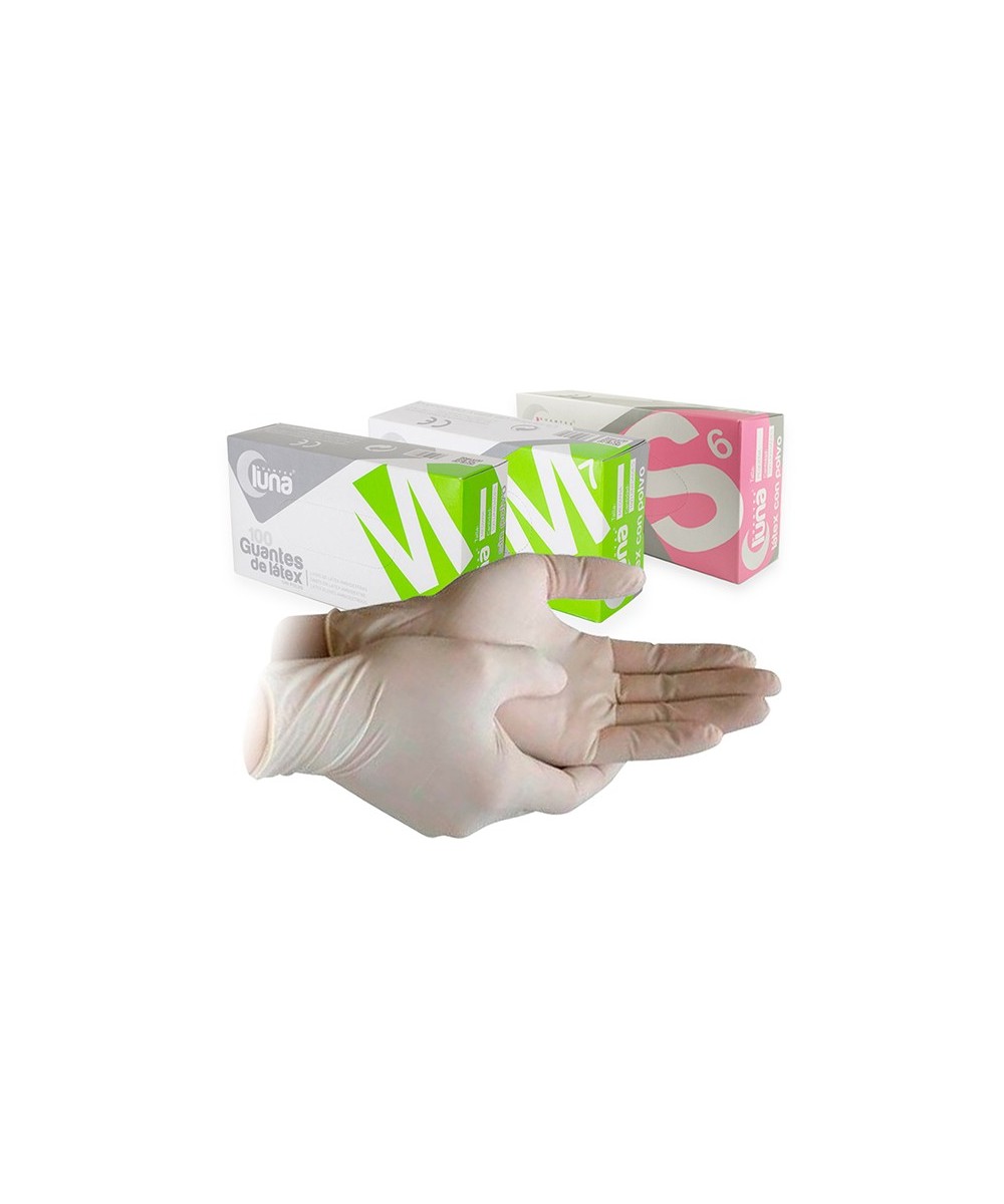 GUANTES LATEX S/POLVO PEQUEÑOS LUNA 100u.