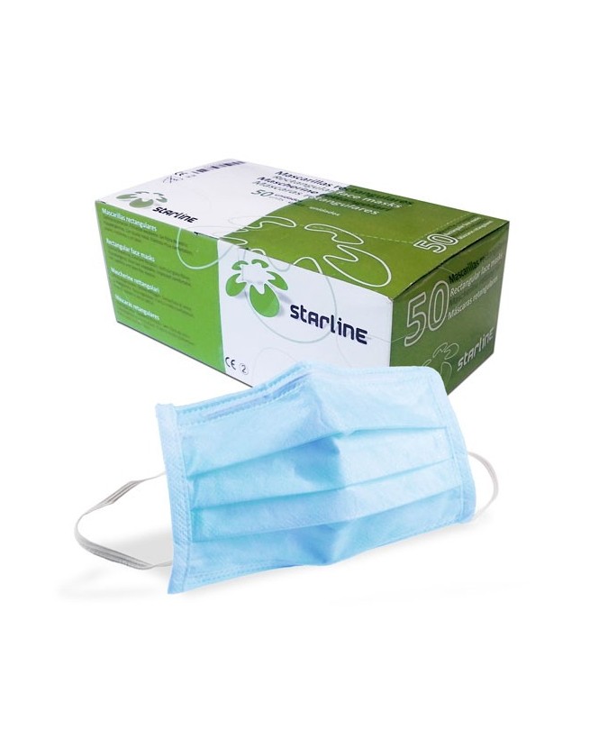 MASCARILLAS RECTANGULARES AZULES 50u.