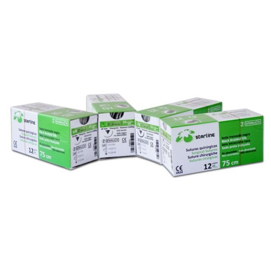 SUTURA SEDA 4-0 75cm. AGUJA 3/8 CIRCULO 19mm. 12u.